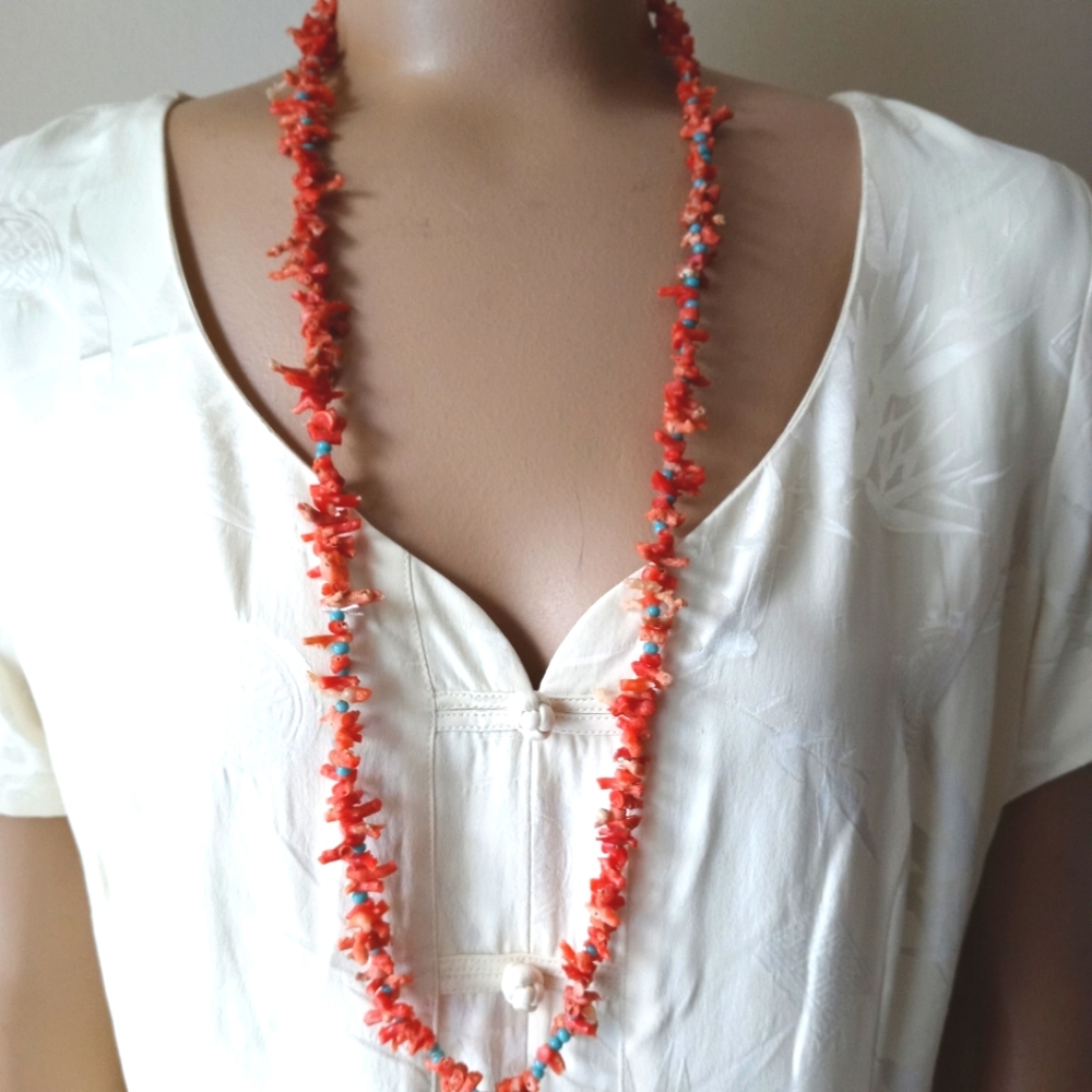 Vintage Red Branch Coral Endless Necklace